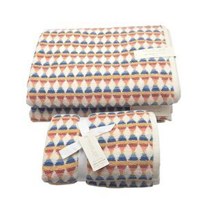 Rachel Zoe 4pc Boho Bath Towel Set Cotton Geometric Fall Multi 2 Bath 2 Hand